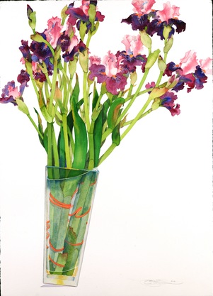 Gary Bukovnik, Iris Alright, watercolor, 46.5" x 29.5"